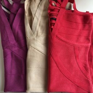 Set of 3 BEBE Bandage Dresses Size Medium